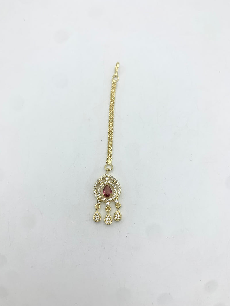 AM673 Gold and Red Tikka American diamond