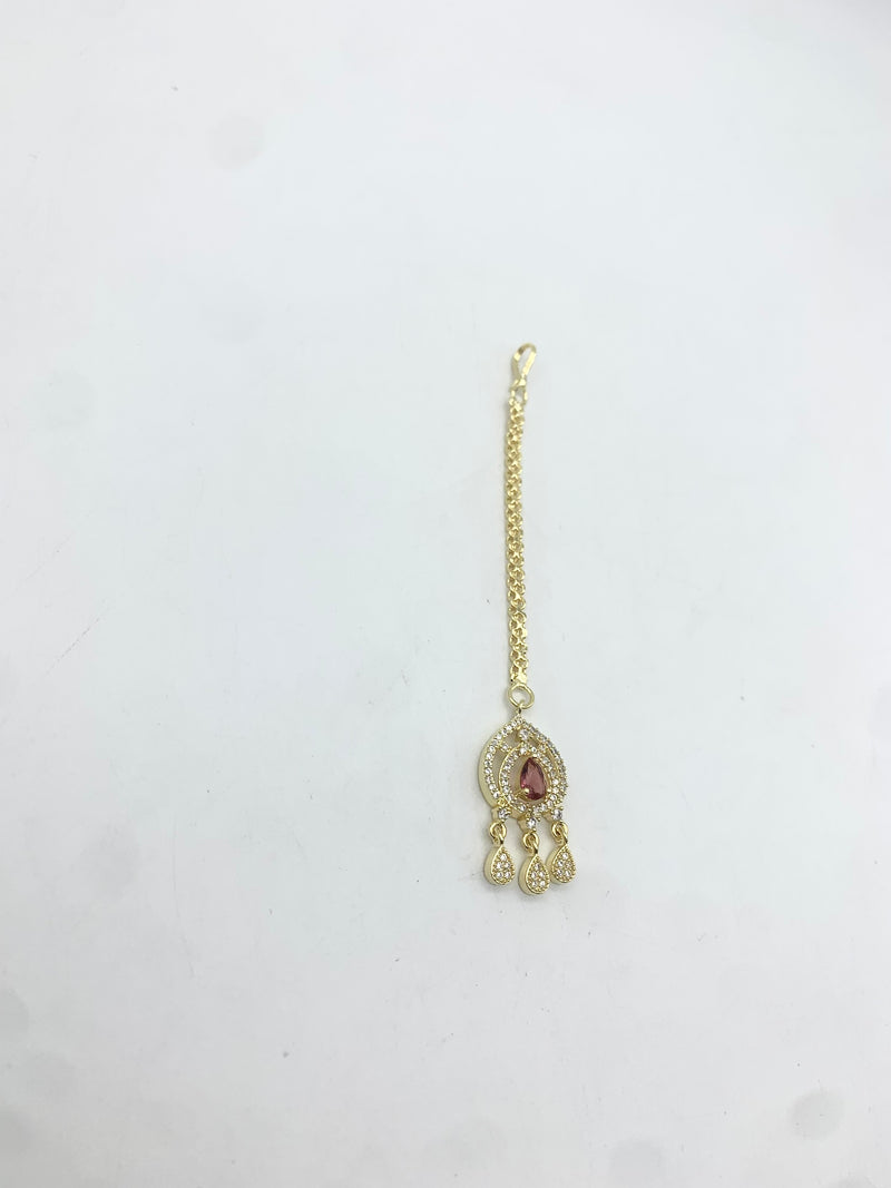 AM673 Gold and Red Tikka American diamond