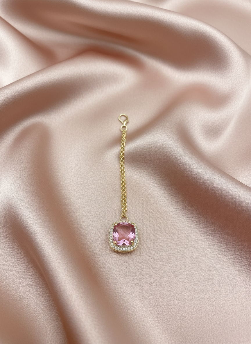 AM665 Gold and and Pink tikka American diamond