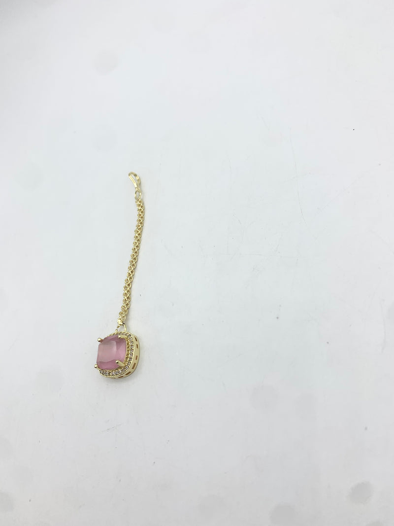 AM665 Gold and and Pink tikka American diamond