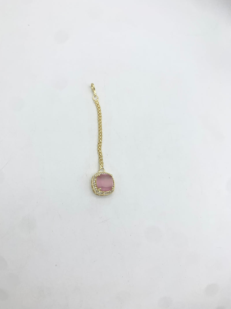 AM665 Gold and and Pink tikka American diamond