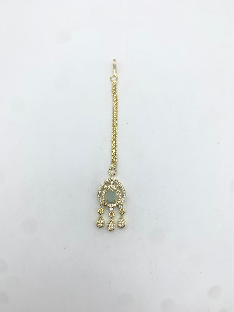 AM673 Gold and Mint tikka American diamond