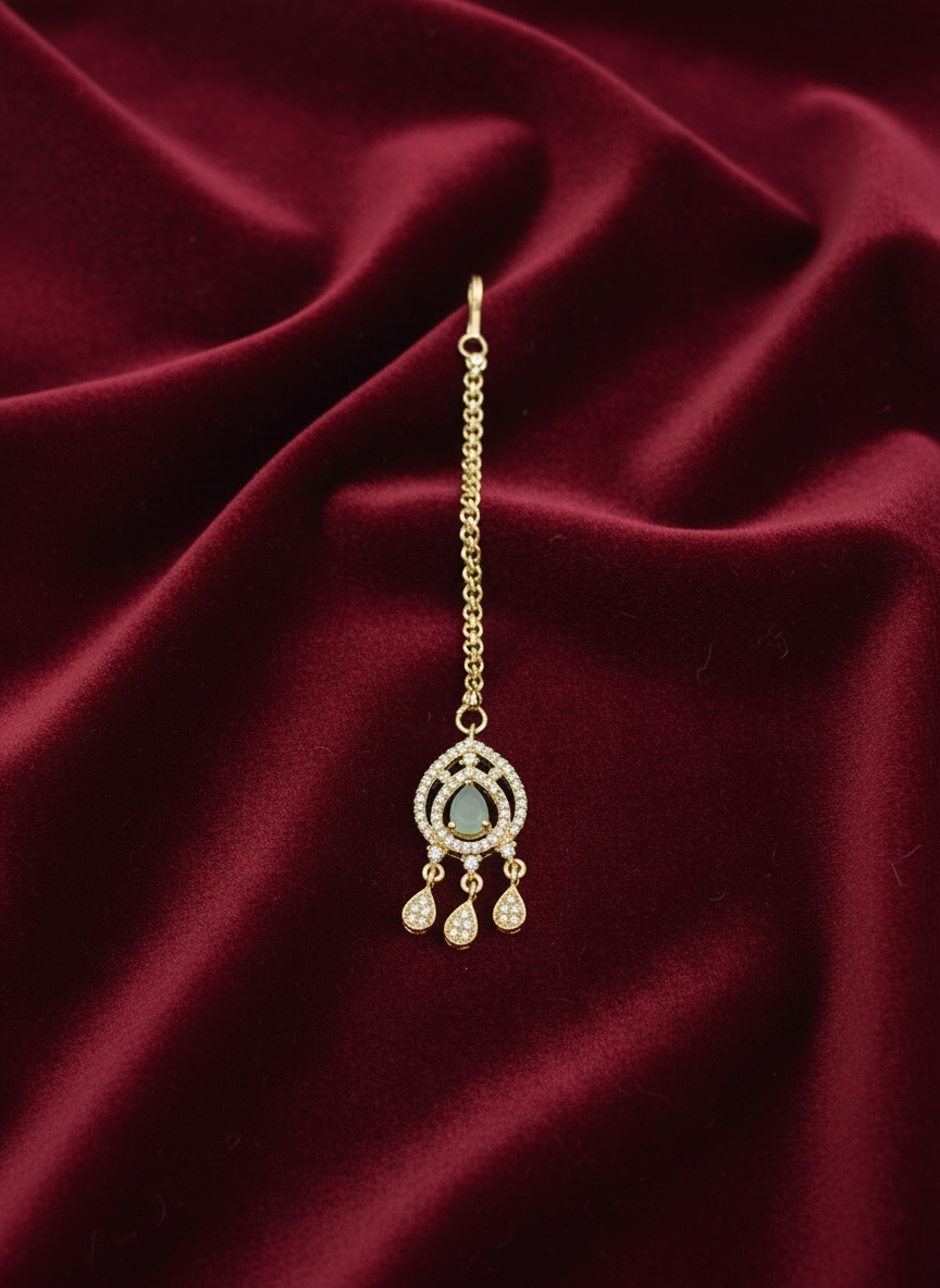 AM673 Gold and Mint tikka American diamond