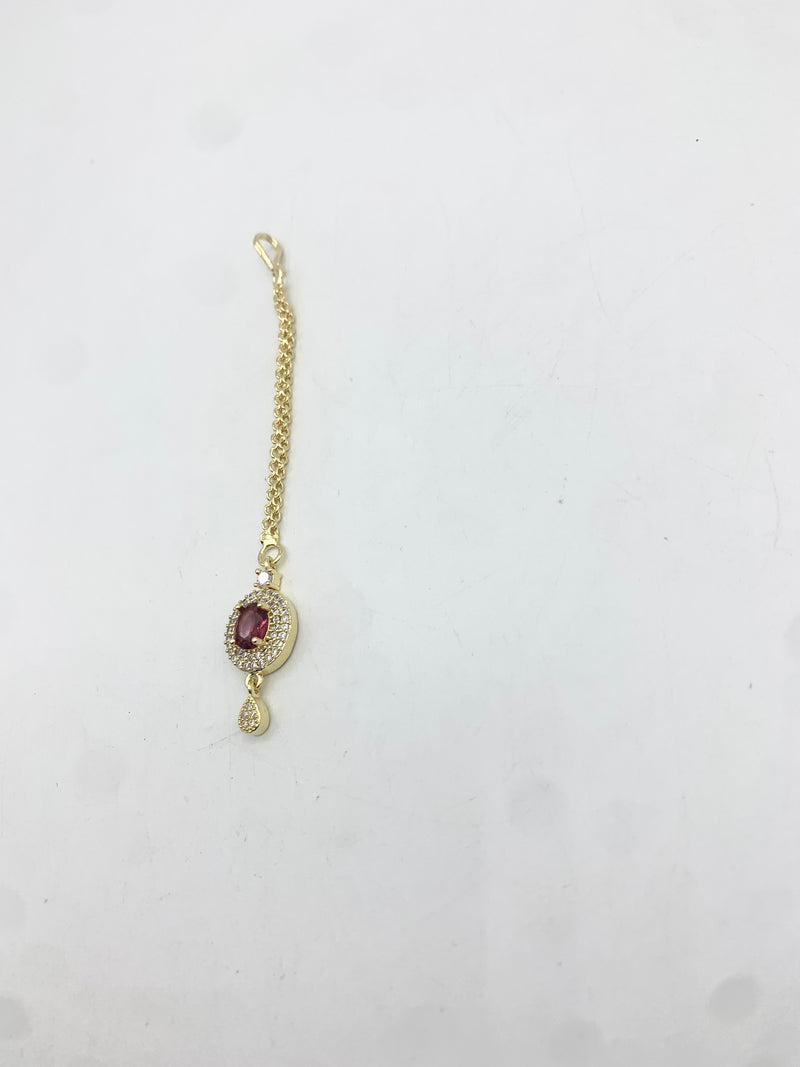 AM672 Gold and Red tikka American Diamond