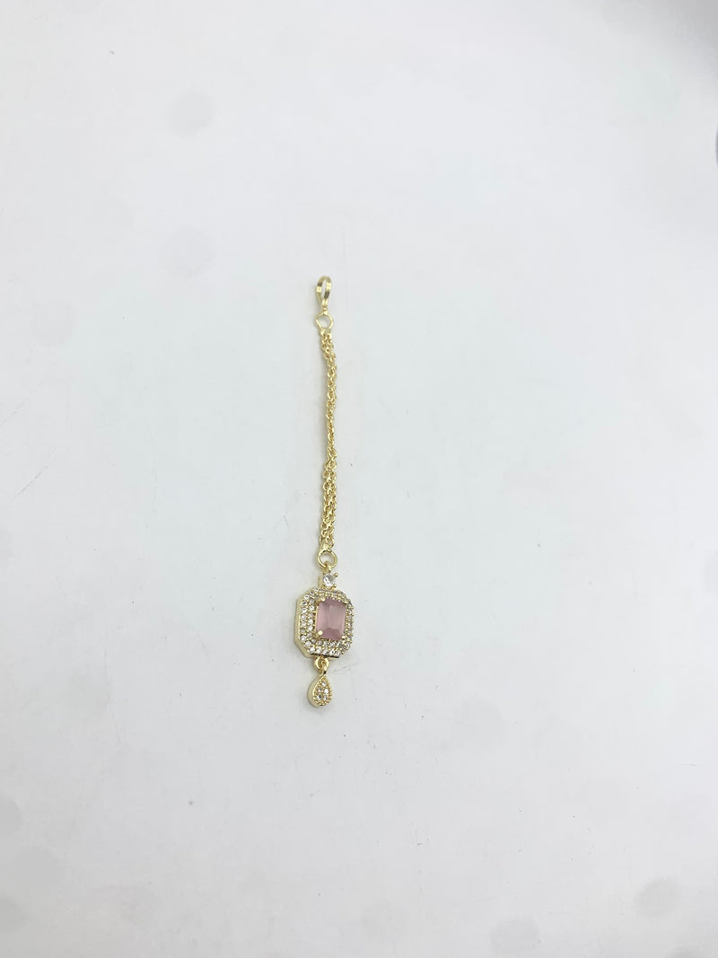 AM668 Gold and Pink tikka American diamond