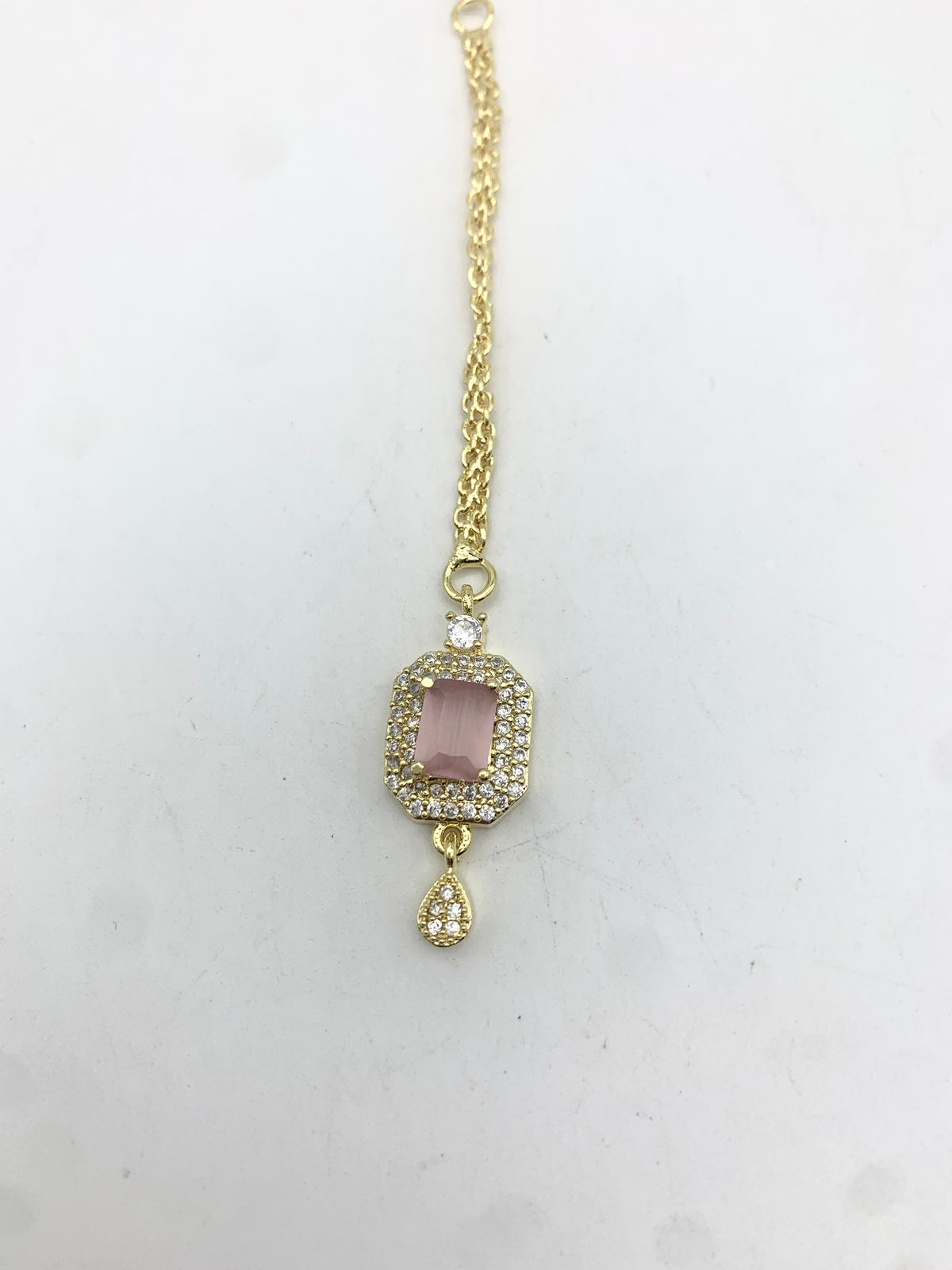 AM668 Gold and Pink tikka American diamond