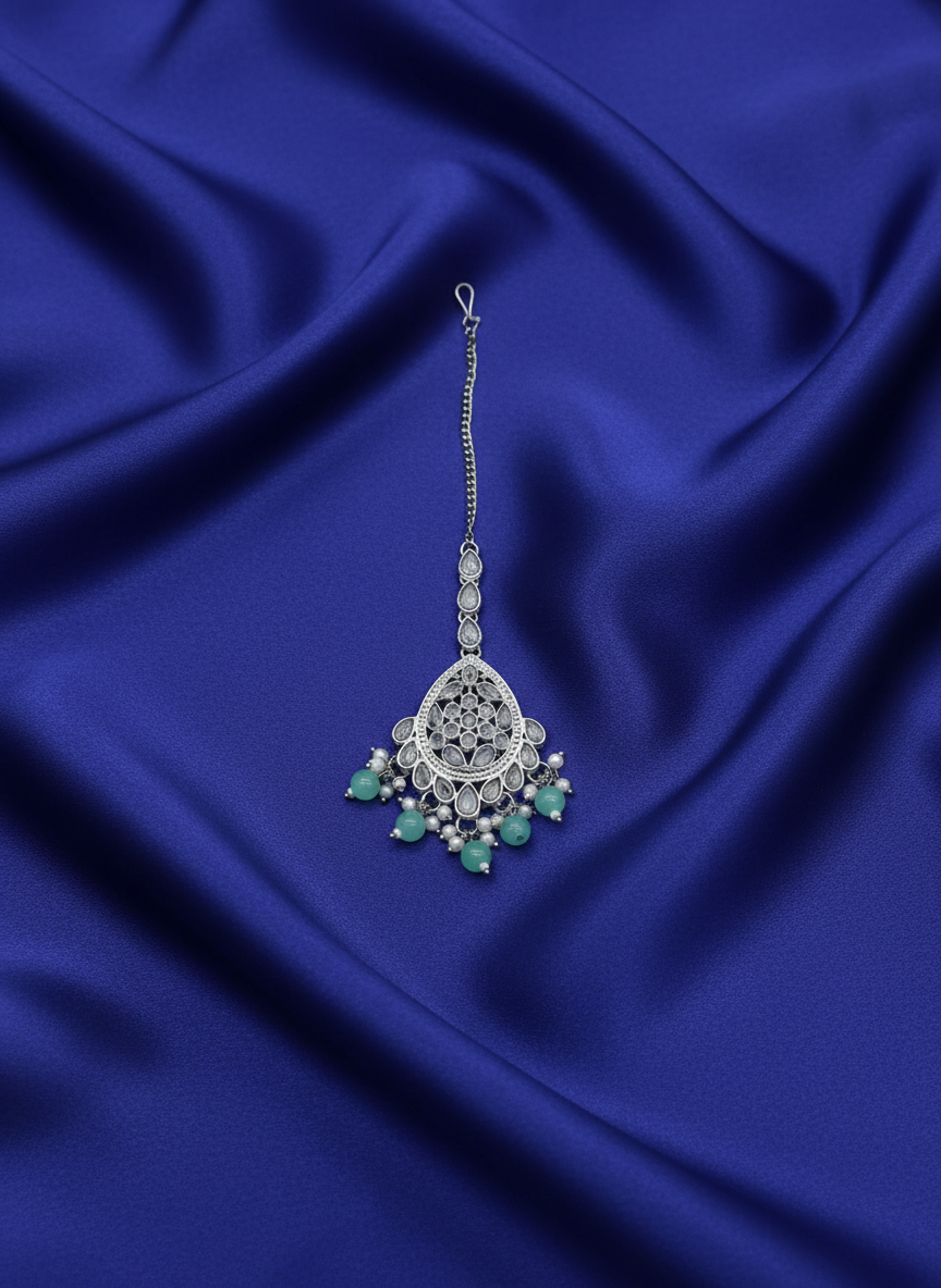 AM661 Silver and Mint tikka polki