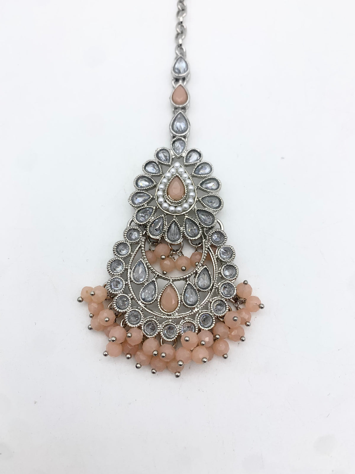 AM664 Silver and Peach tikka polki