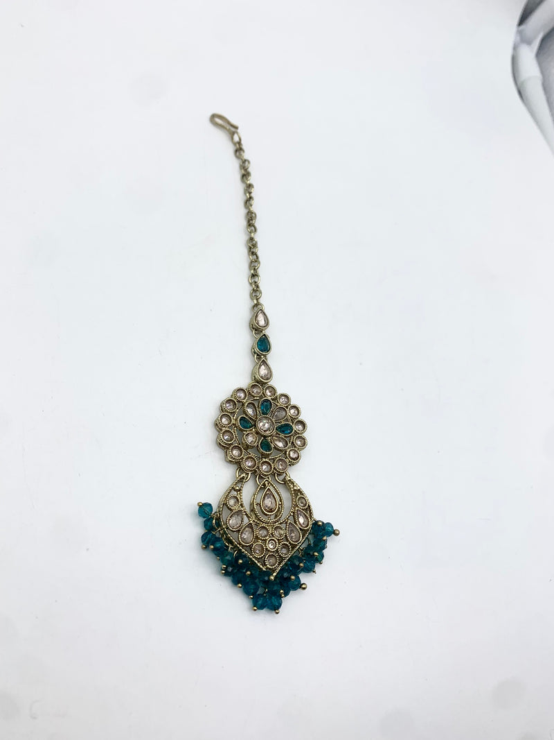 AM662 Gold and Teal tikka polki