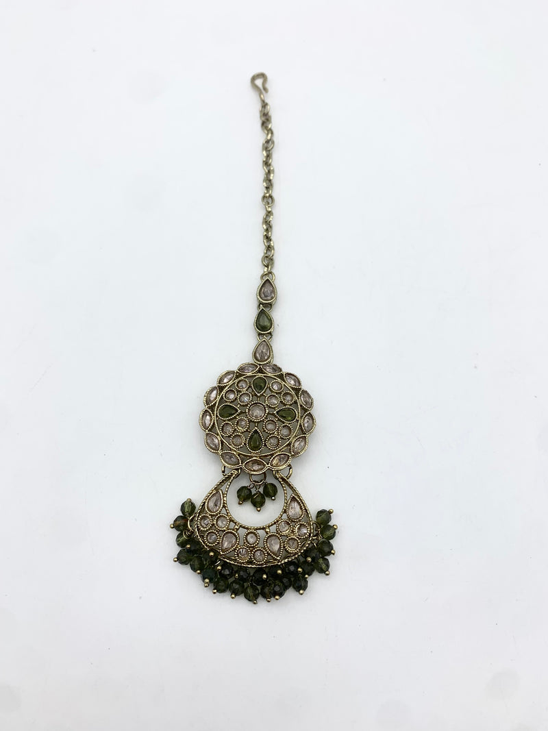 AM663 Gold and Olive Green tikka polki