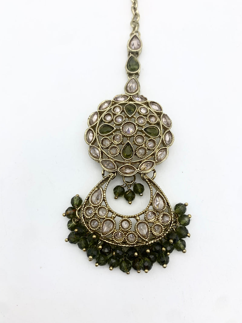 AM663 Gold and Olive Green tikka polki