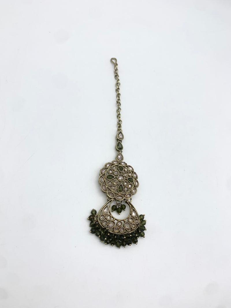 AM663 Gold and Olive Green tikka polki