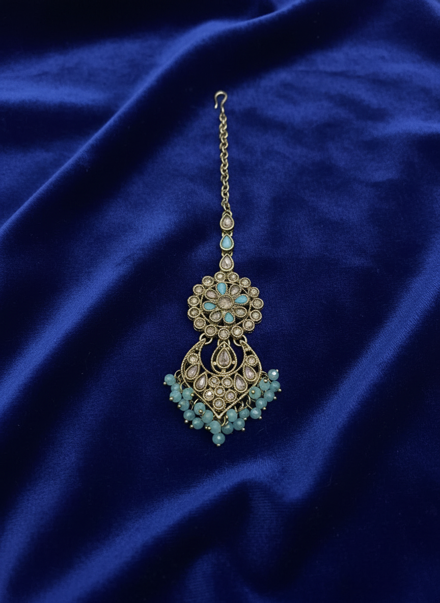 AM662 Gold and Blue tikka polki