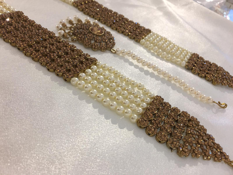 6011 Gold long necklace set image 2